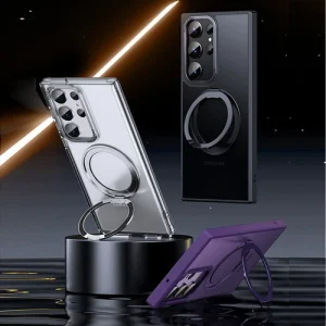 For Samsung S23 S24 Ultra 360 Rotating Ring Magnetic Stand MagSafe Case Cover