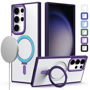 For Samsung S23 S24 Ultra Covert Magnetic Ring Kickstand Phone Holder Case Cover