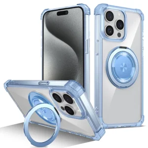 For iPhone 15 Pro Max 14 13 12 Shockproof TPU+PC Clear Case Stand Mag-Safe Cover